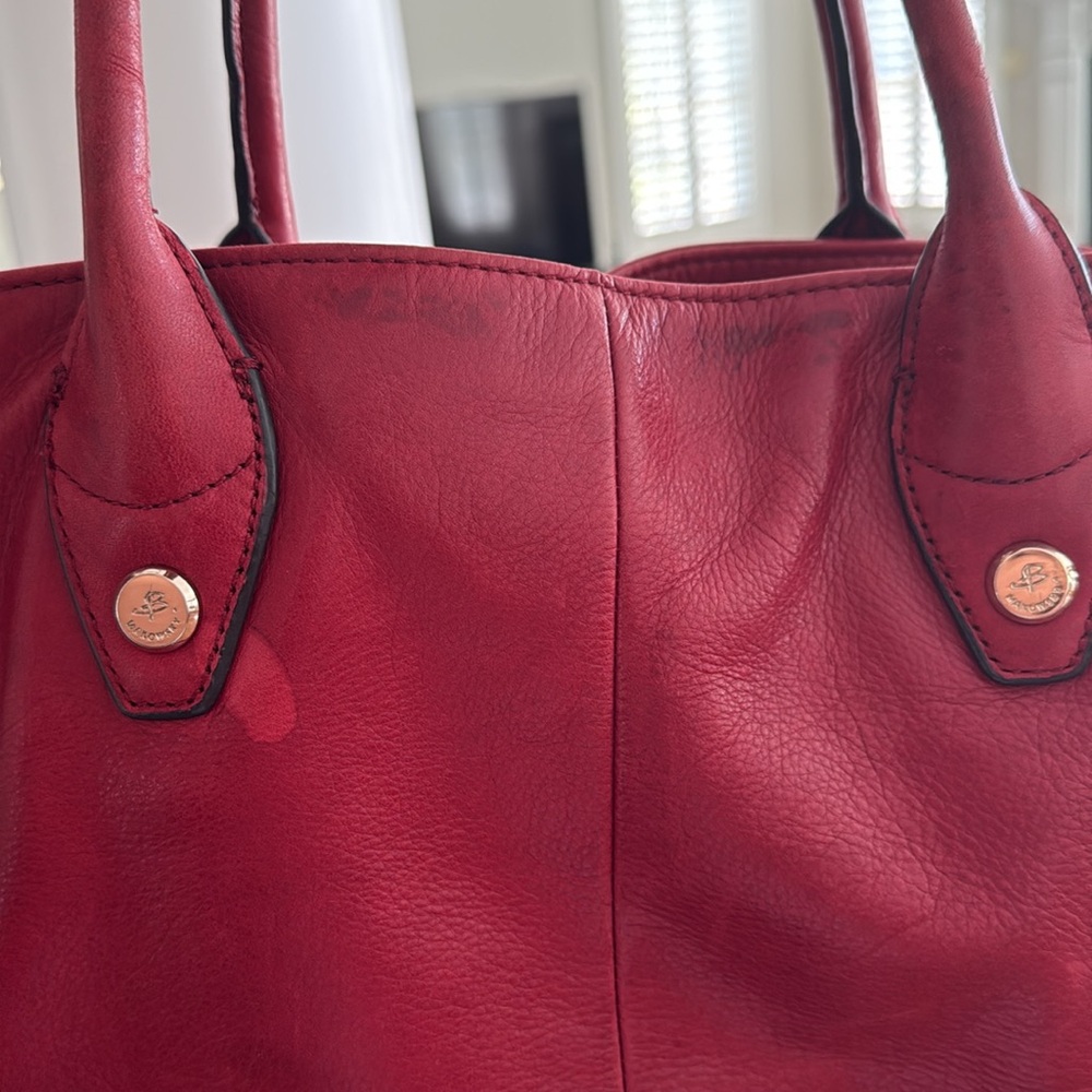 B. Makowsky Crimson leather handbag with animal print interior. just fabulous! - Picture 6 of 14